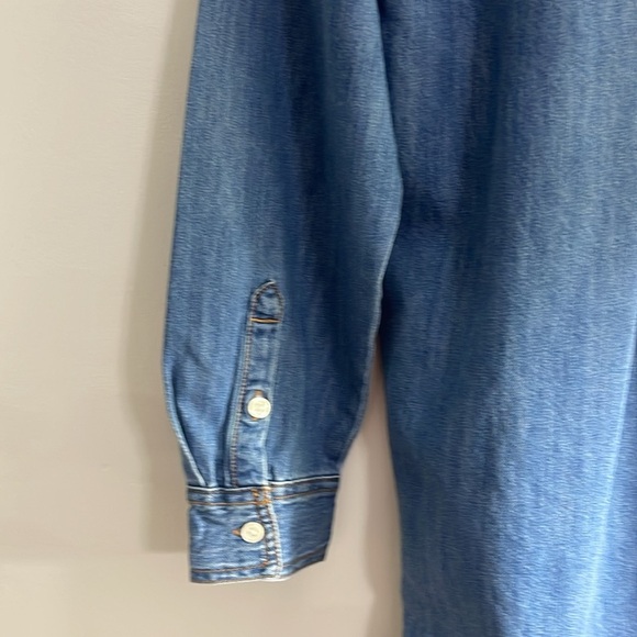 Denim Shirtdress Blue Women Universal Thread long Sleeve 2 Side Pockets Popover - Picture 7 of 8